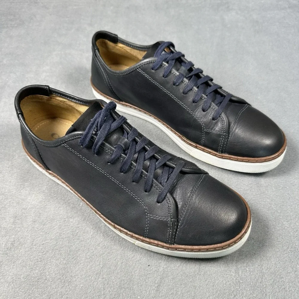Coach York Navy Leather Low Top Sneakers Men's Size 11D Lace Up Casual Shoes